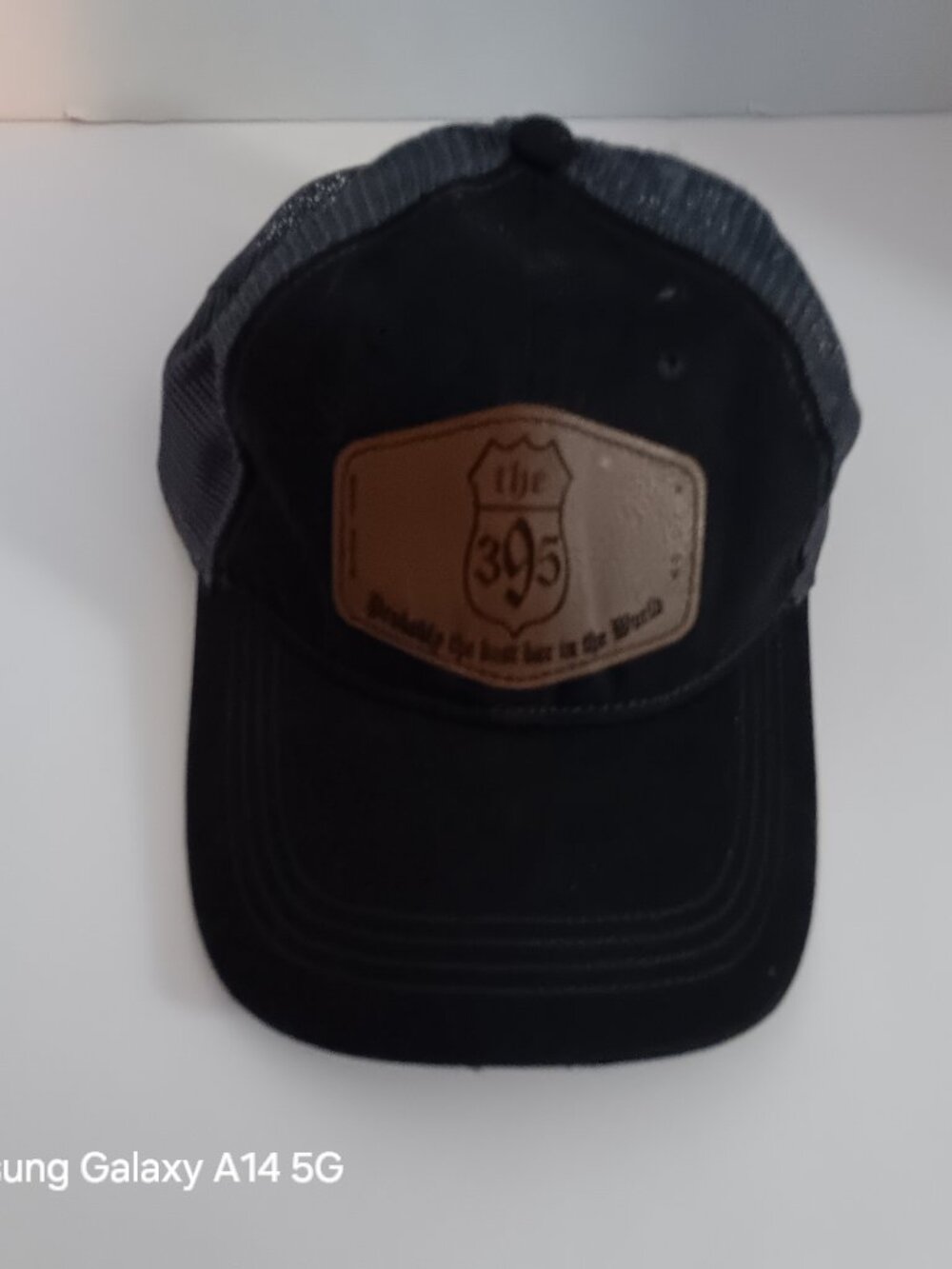 PORT AUTHORITY The 395 Bar Trucker Hat Black Gray Mesh Snapback Logo Cap